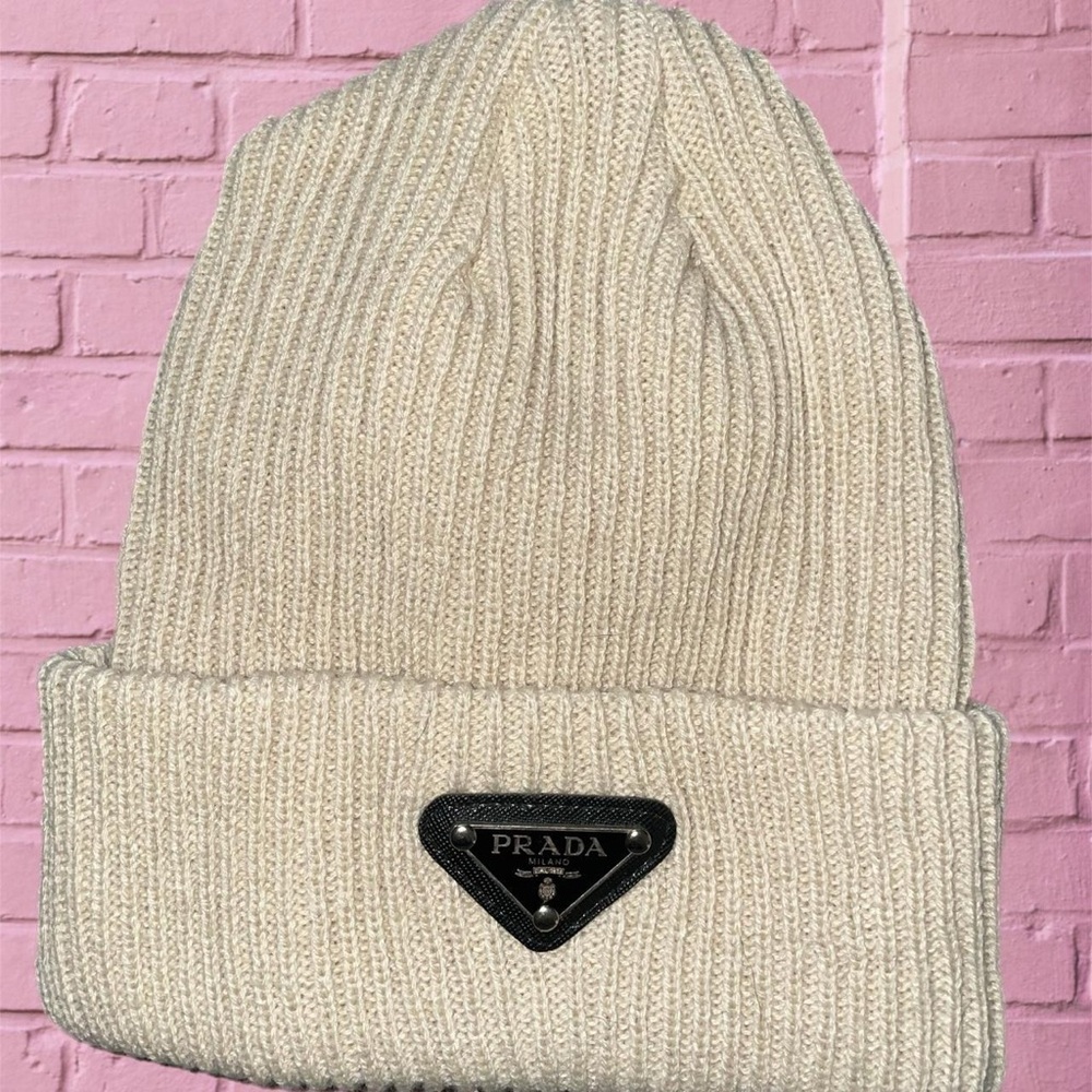 Cream Cashmere Prada Beanie